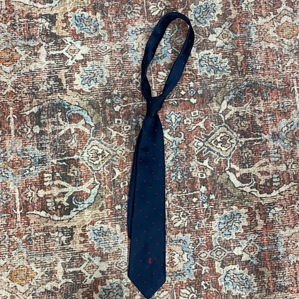 YSL Yves Saint Laurent navy blue tie